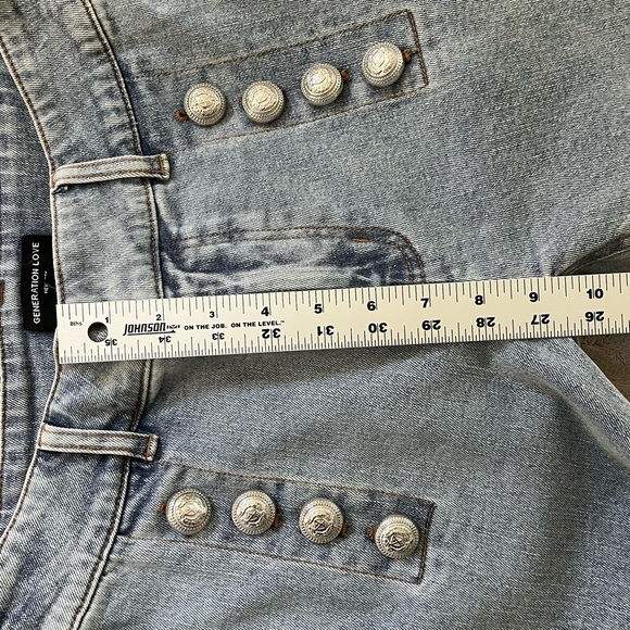 NEW GENERATION LOVE justine denim pants in light blue wash white buttons Size 24 - Picture 15 of 16